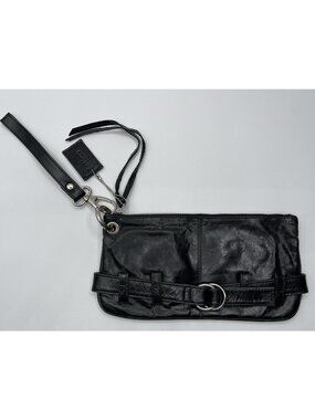 Latico NJ USA Leather Wristlet Clutch Purse Bag Black